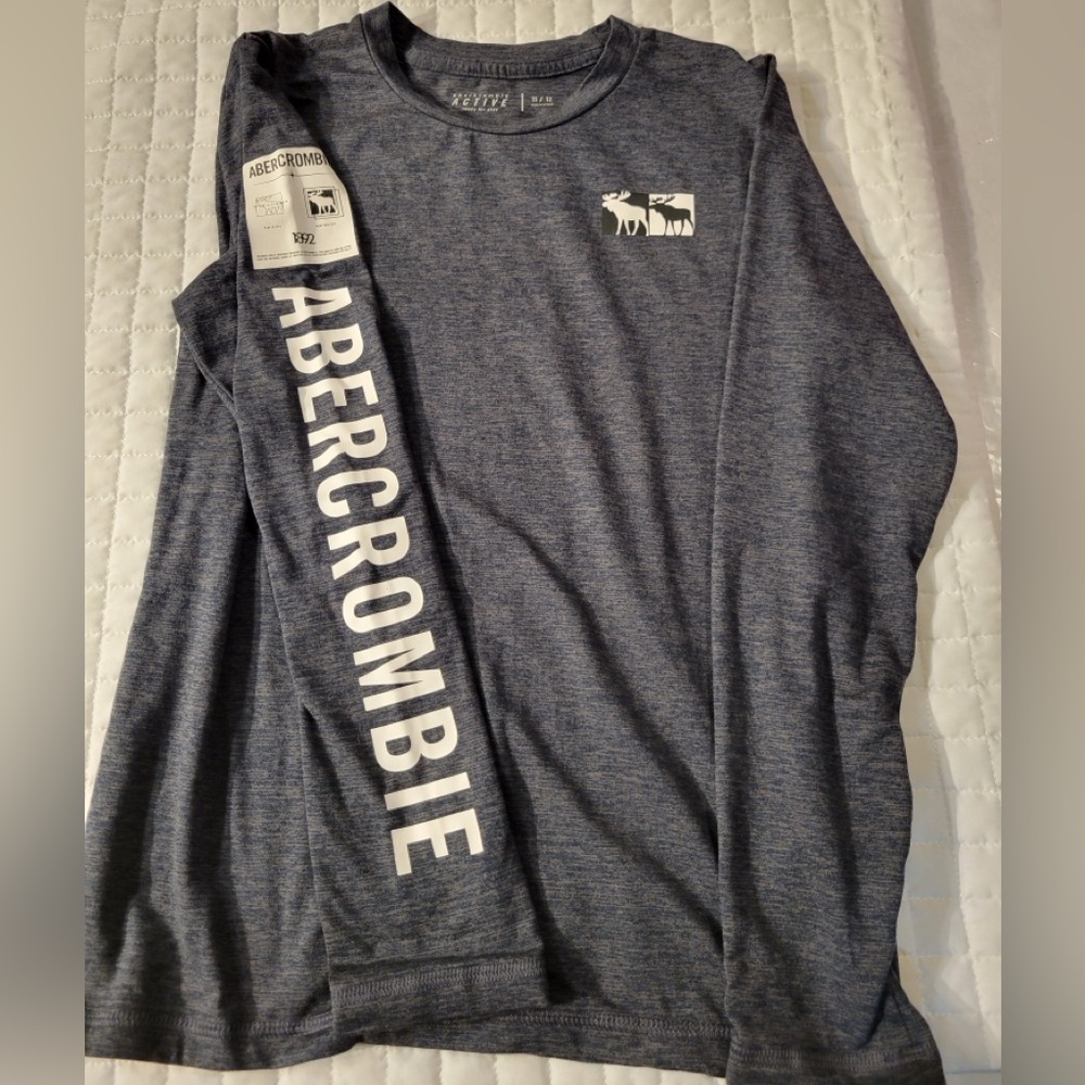Abercrombie & Fitch Heathered Blue Active Shirt Running Sports Casual Streetwear